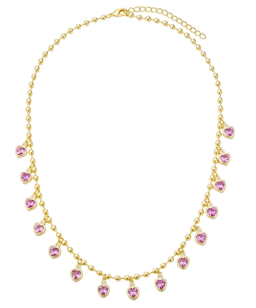 Pink heart necklace