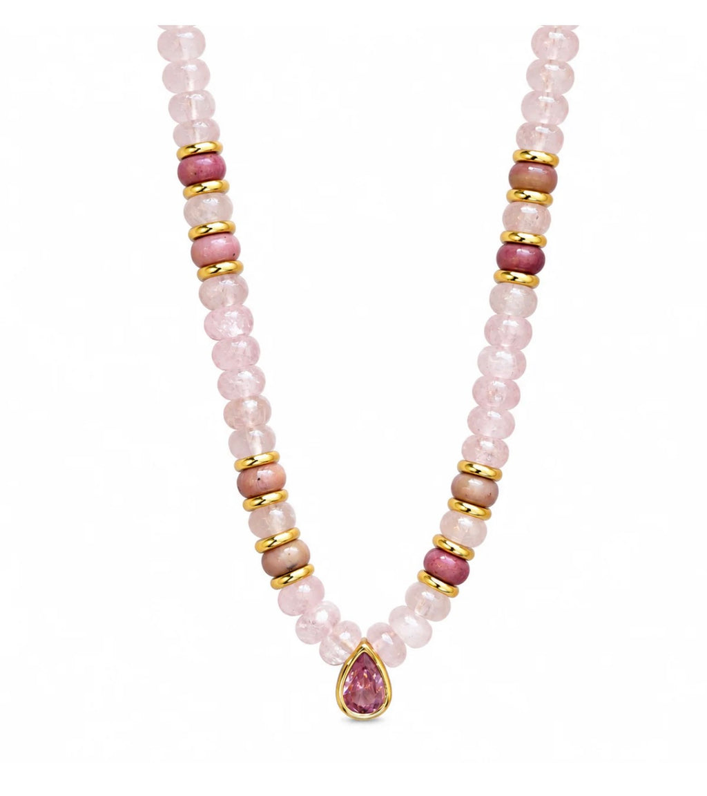 Luxe Teardrop Natural Stone Necklace!
