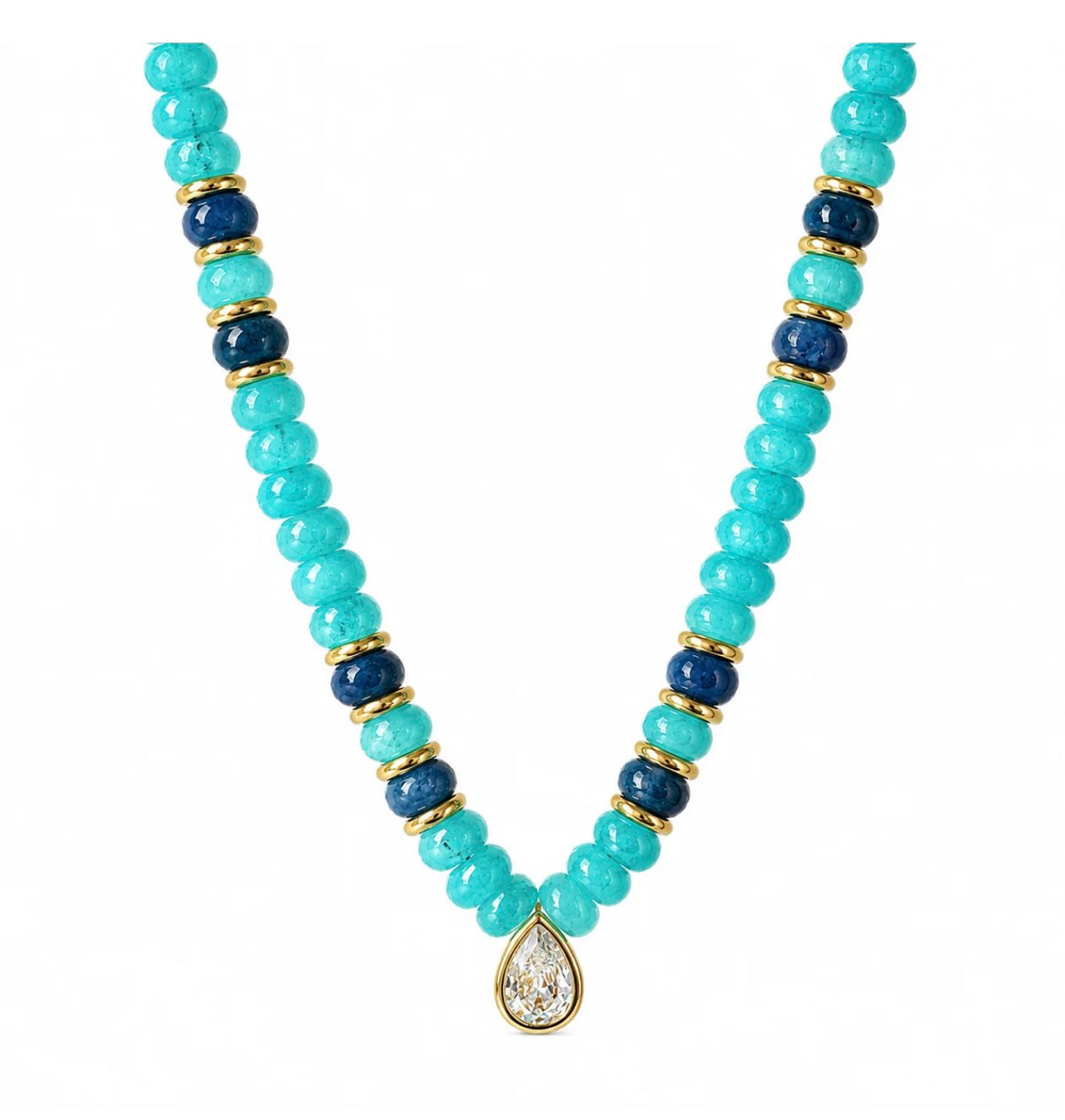Luxe Teardrop Natural Stone Necklace!
