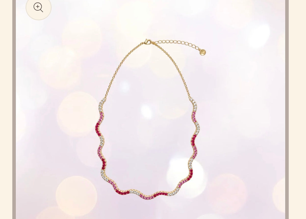 Pink Sparkle Wave Necklace